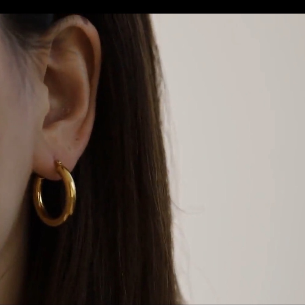 Chunky Gold Hoop Earrings - Hypoallergenic 18k Gold Plated Titanium Fill Hoops